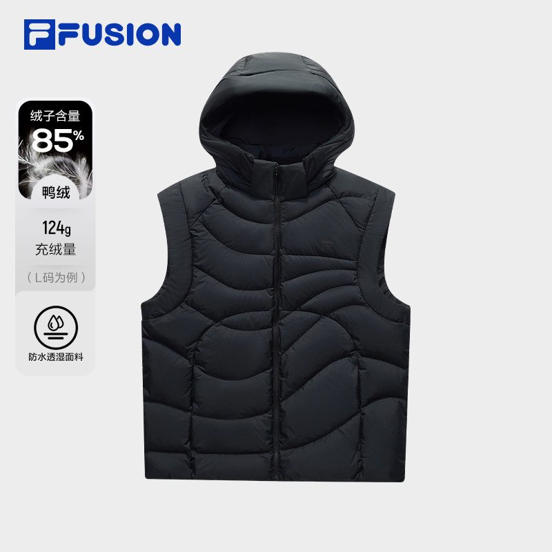FILA FUSION斐乐潮牌羽绒马甲男2025冬新款休闲基础保暖连帽外套,运动服/休闲服装,羽绒马甲,淘宝优惠券,粉丝福利购,淘宝优惠卷