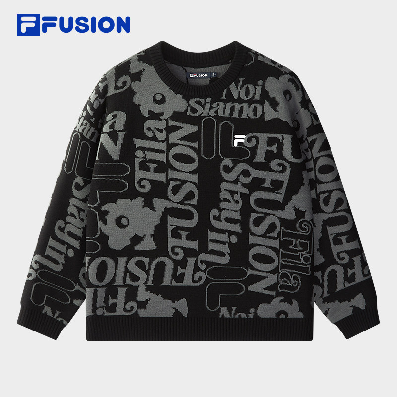 FILA FUSION斐乐潮牌情侣款编织衫2025冬季新款时尚休闲套头毛衣