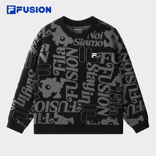 FILA FUSION斐乐潮牌情侣款编织衫2025冬季新款时尚休闲套头毛衣