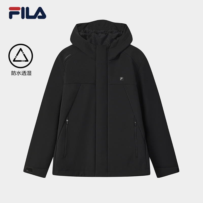 FILA 斐乐官方男士梭织外套2025冬新款时尚简约舒适休闲连帽上衣