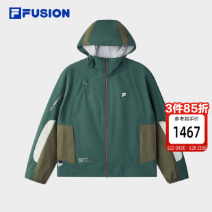 FILA 休闲宽松拼色连帽上衣 FUSION斐乐潮牌梭织外套男2025秋新款