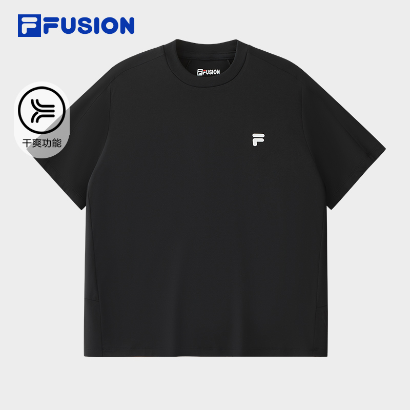 FILA FUSION斐乐潮牌男子针织短袖衫2025夏季新款时尚休闲干爽T恤