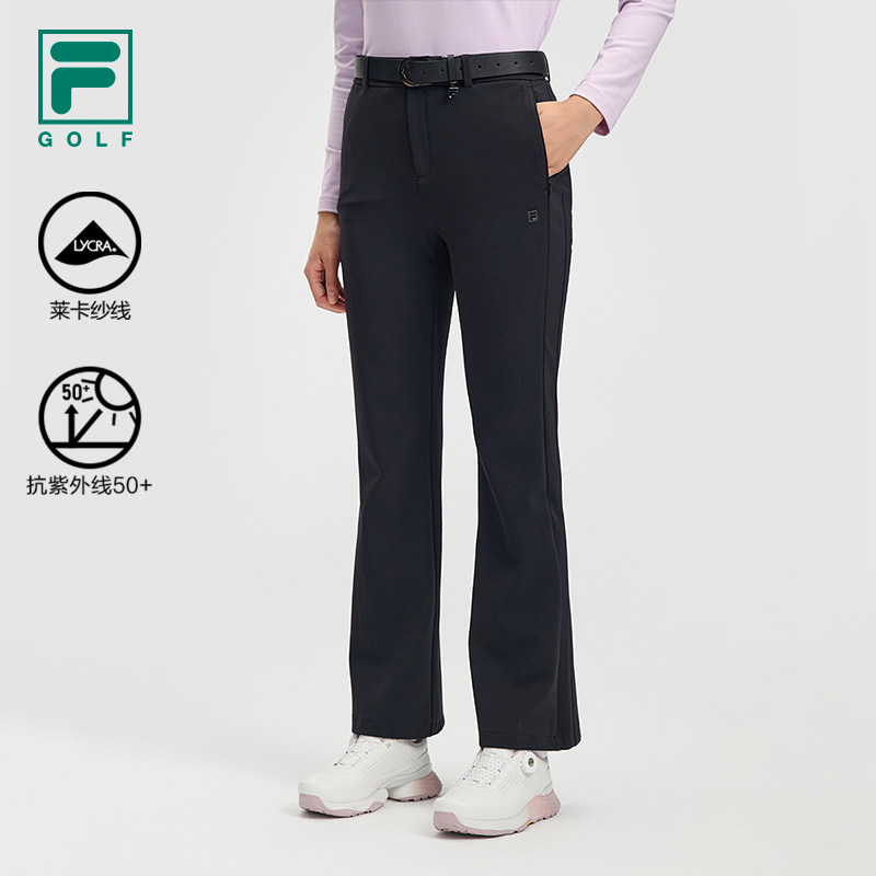 FILA 斐乐官方女士针织长裤女2026春季新款高尔夫运动防晒喇叭裤
