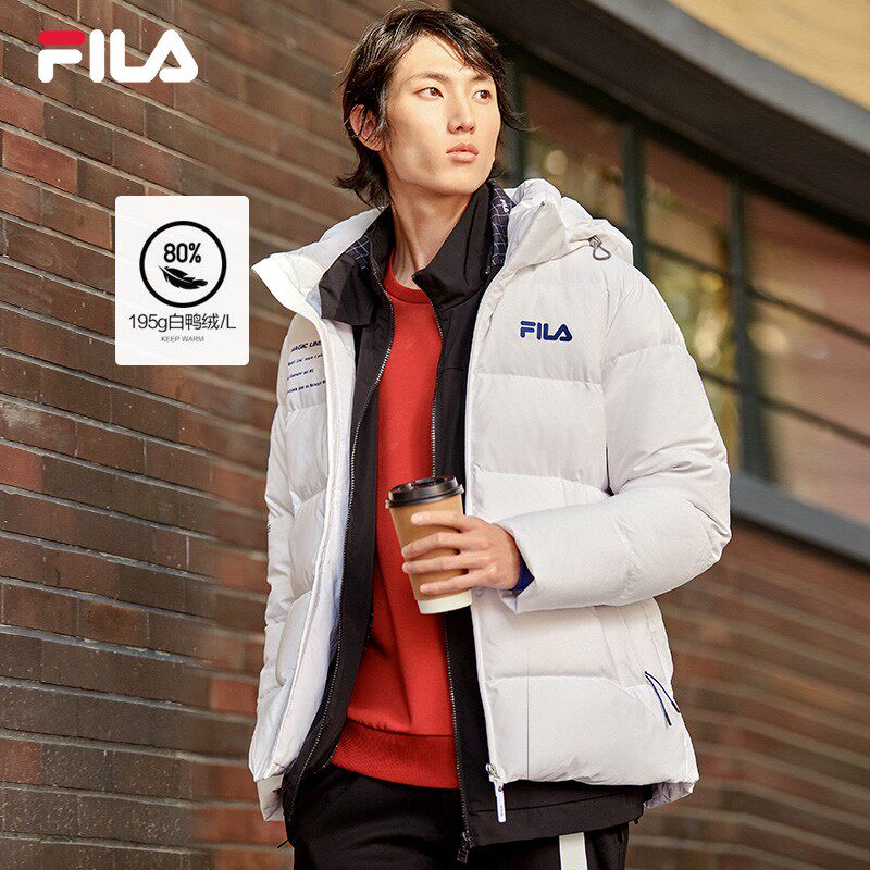 1FILA斐乐男士羽绒服年冬季新款保暖连帽潮流运动加厚外套上衣