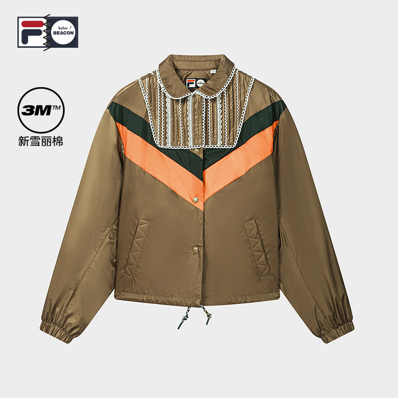 斐乐英伦风短款宽松棉服