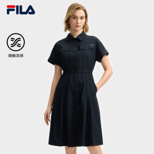 时尚 新款 休闲凉感宽松裙子 斐乐官方女子梭织连衣裙2025夏季 FILA