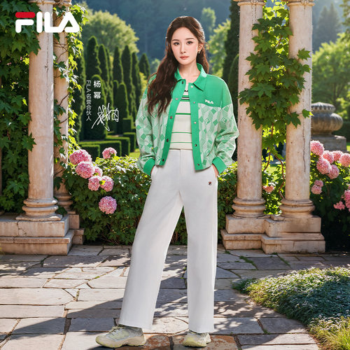 杨幂同款FILA斐乐女士梭织长裤2026夏季款时尚休闲宽松阔腿裤子