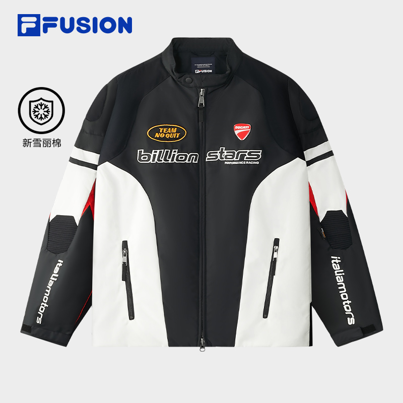 FILA FUSION｜DUCATI斐乐潮牌棉服男2025冬新款时尚拼色机车外套