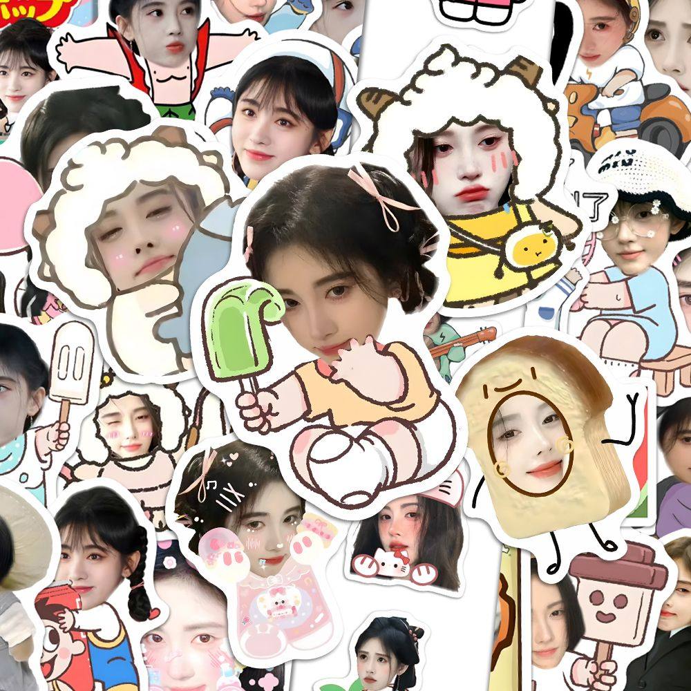 49张鞠婧祎大头贴纸高颜值女神超萌表情包装饰笔记本手机壳防水