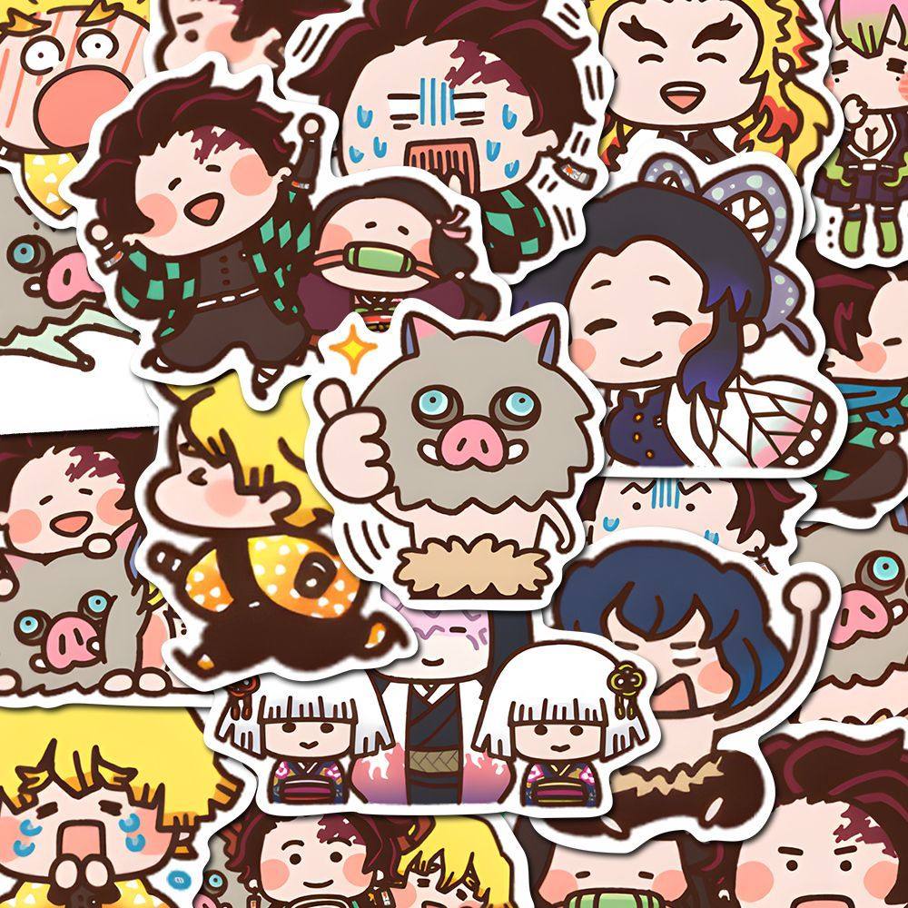 160张鬼灭之刃qq人贴纸日漫二次元弥豆子碳治郎人物diy笔记本