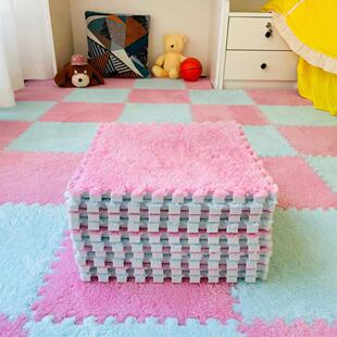 拼接地毯卧室床边毯少女ins风全铺轻奢毛绒泡沫地垫整铺可爱房间