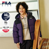 新款 FILA斐乐儿童童装 棉羽2025年冬季 男童中大童连帽常规羽绒服