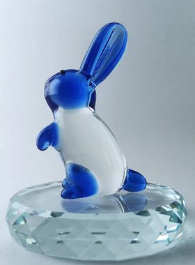 水晶玻璃生肖兔子可爱生日礼物水晶动物小号摆件创意手工琉璃车载