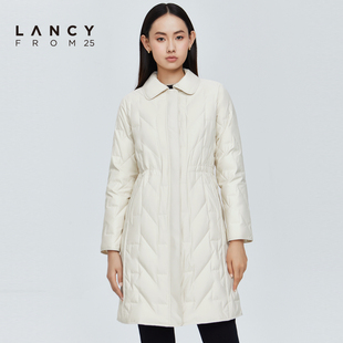 悦朗姿2022冬季 LANCY 新款 衬衫 领羽绒服女收腰显瘦高级感通勤外套