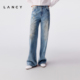 长裤 女秋 朗姿2025冬新款 设计感涂鸦直筒水洗牛仔裤 纯棉 LANCY