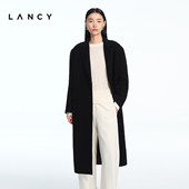 羊毛羊驼毛 LANCY 朗姿2025冬新款 高级感廓形西装 领毛呢长大衣