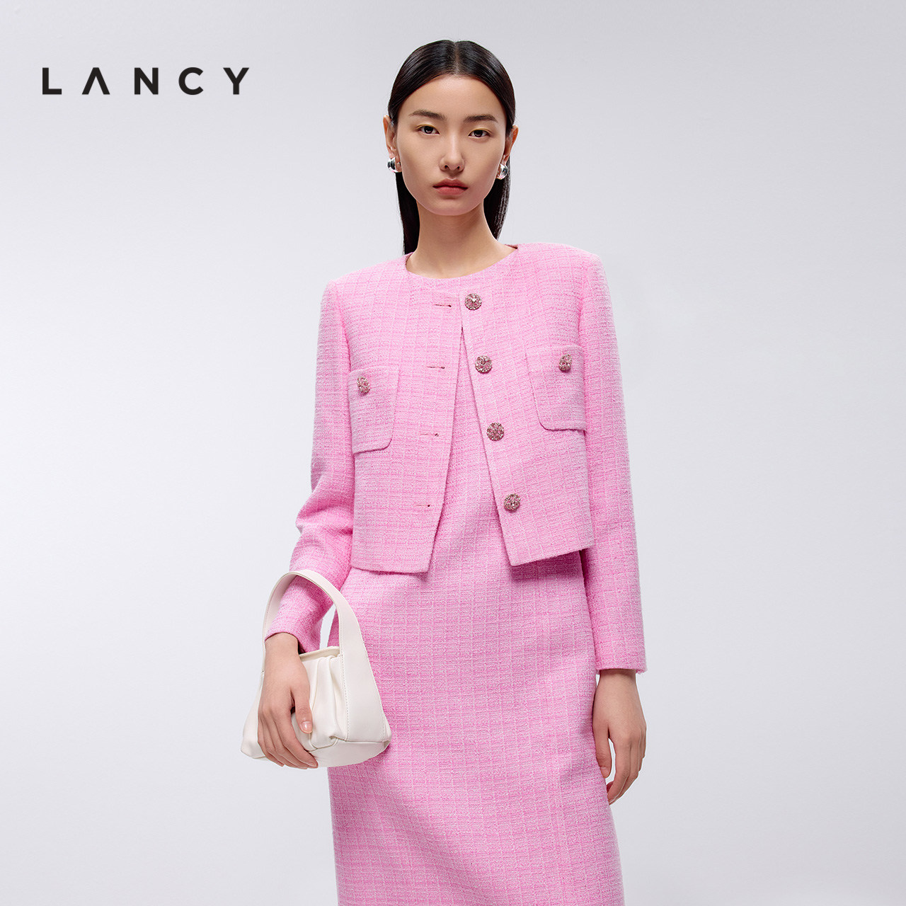 LANCY/朗姿2025春新款法式质感粗花呢小香风短外套女气质高级上衣,女装/女士精品,短外套,淘宝优惠券,粉丝福利购,淘宝优惠卷