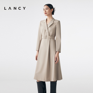 LANCY/朗姿春季新款长袖修身收腰西装连衣裙气质高级职业OL裙子女