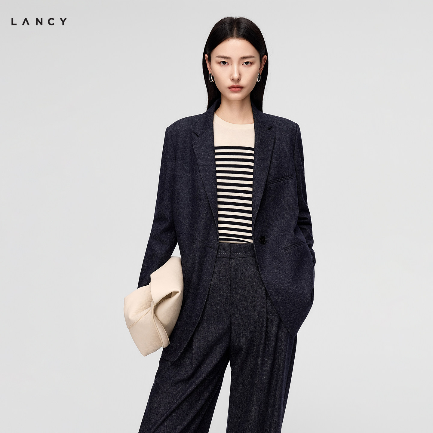 【丝毛羊绒】LANCY/朗姿2026冬季新款职业高端挺阔西装外套通勤女