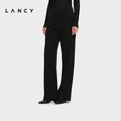 百搭通勤直筒西装 朗姿2026春新款 LANCY 裤 女显瘦黑色长裤 纯棉