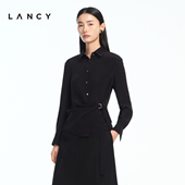 真丝 设计感收腰通勤高级感修身 LANCY 朗姿2026春季 新款 衬衫 女