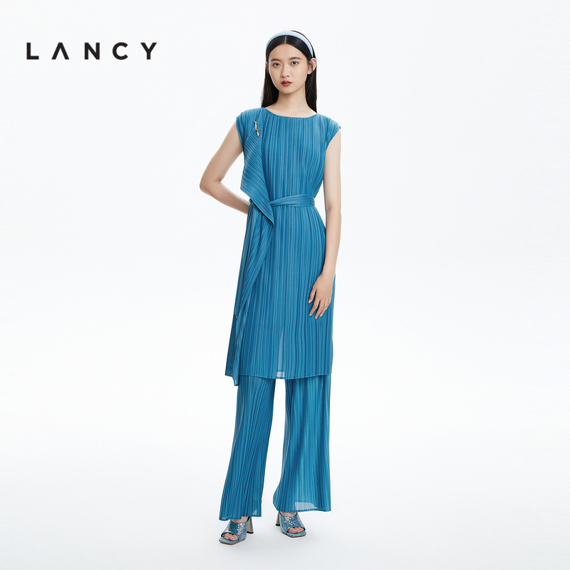 LANCY/朗姿无袖高级感连衣裙女装高级感显瘦2022夏季新款裙子夏装