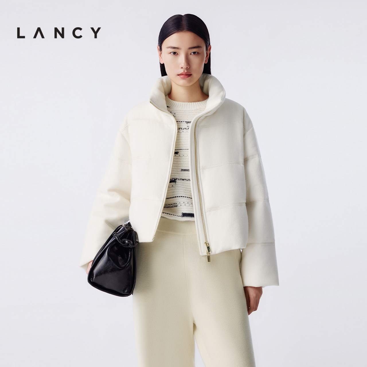【羊绒｜鹅绒】LANCY/朗姿2025冬季新款立领短款泡芙厚款羽绒服