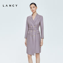 西装 朗姿羊绒2022冬季 收腰连衣裙女羊毛女士高端裙子 新款 LANCY