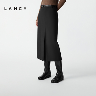 纯羊毛 高级感直筒长款 LANCY 新款 显瘦通勤半身裙 朗姿2025冬季