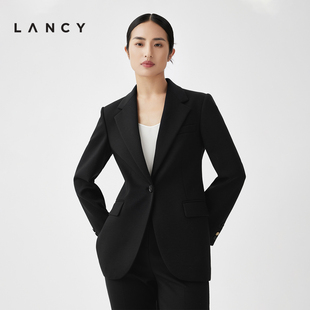 黑色西装 LANCY 新款 朗姿2023秋冬季 外套女高级感羊毛职业西服女装