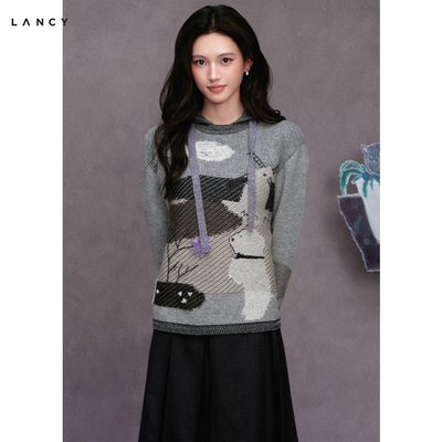 【Anna Seo联名｜沈羽洁同款】LANCY/朗姿26冬新刺绣圆领针织衫