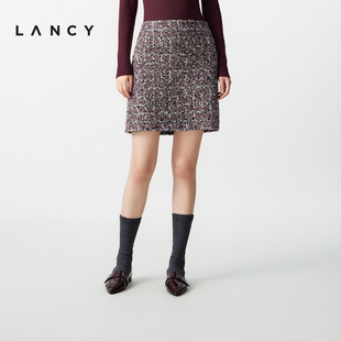 半裙 小香风粗花呢直筒半身裙秋气质高腰短款 LANCY 朗姿2025冬新款