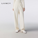 百搭长裤 LANCY 裤 简约羊毛阔腿高腰直筒休闲西装 女 朗姿2025冬新款
