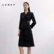 LANCY 收腰连衣裙羊毛商务通勤裙子女 西装 朗姿2024秋新款 钻扣长袖