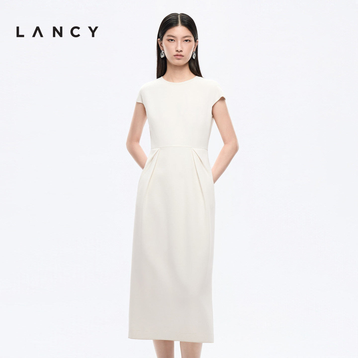 【三醋酸】LANCY/朗姿2025夏新款气质修身高级感优雅收腰连衣裙子