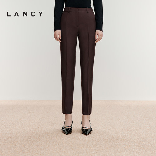 【可机洗】LANCY/朗姿2024冬新款绵羊毛小脚西装裤女通勤百搭裤子