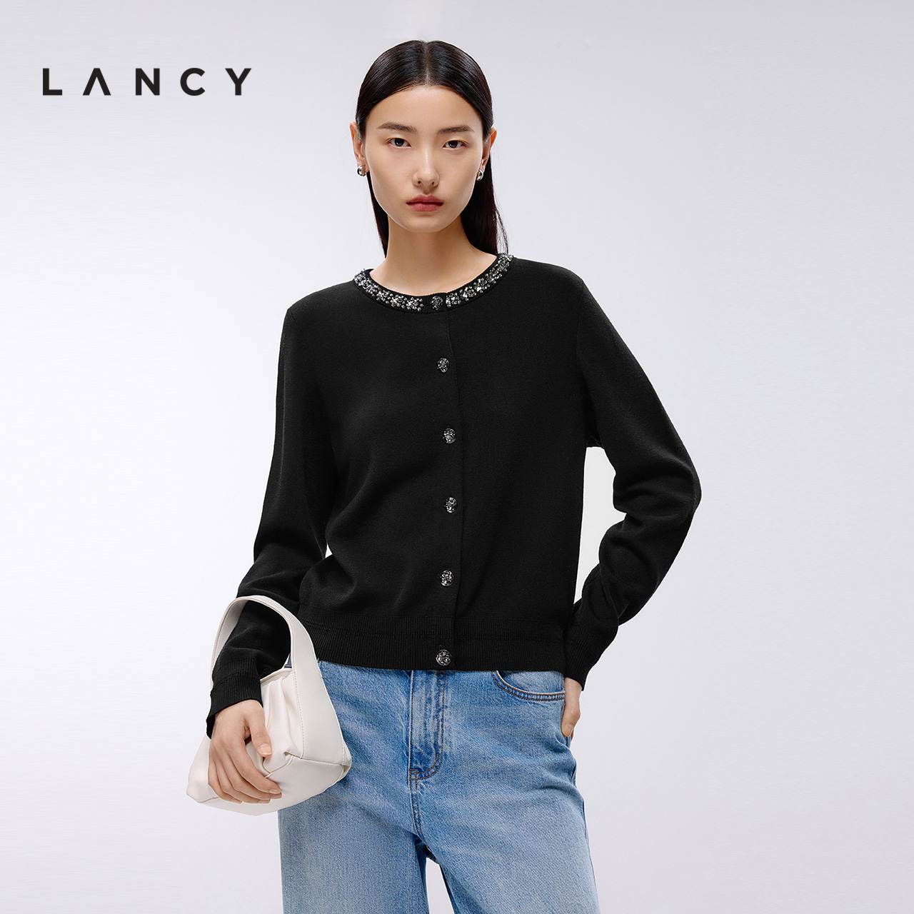 定制纽扣 亮钻装饰 下摆收束