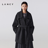 气质双面呢大衣女大翻领收腰外套 朗姿2025冬新款 纯羊毛 LANCY