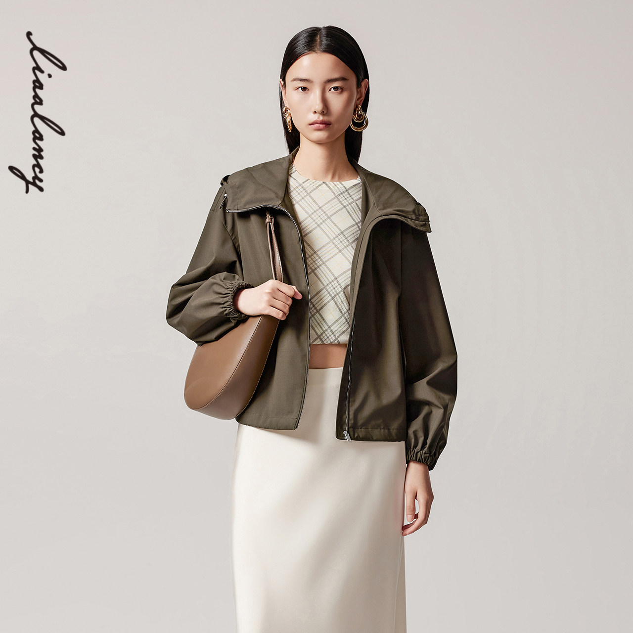 【100%羊毛】LANCY/朗姿2025年秋新款时尚廓形连帽短款夹克外套女,女装/女士精品,短外套,淘宝优惠券,粉丝福利购,淘宝优惠卷