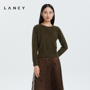 LANCY 宽松高腰针织衫 新款 朗姿2022冬季 女通勤打底显瘦休闲毛衣