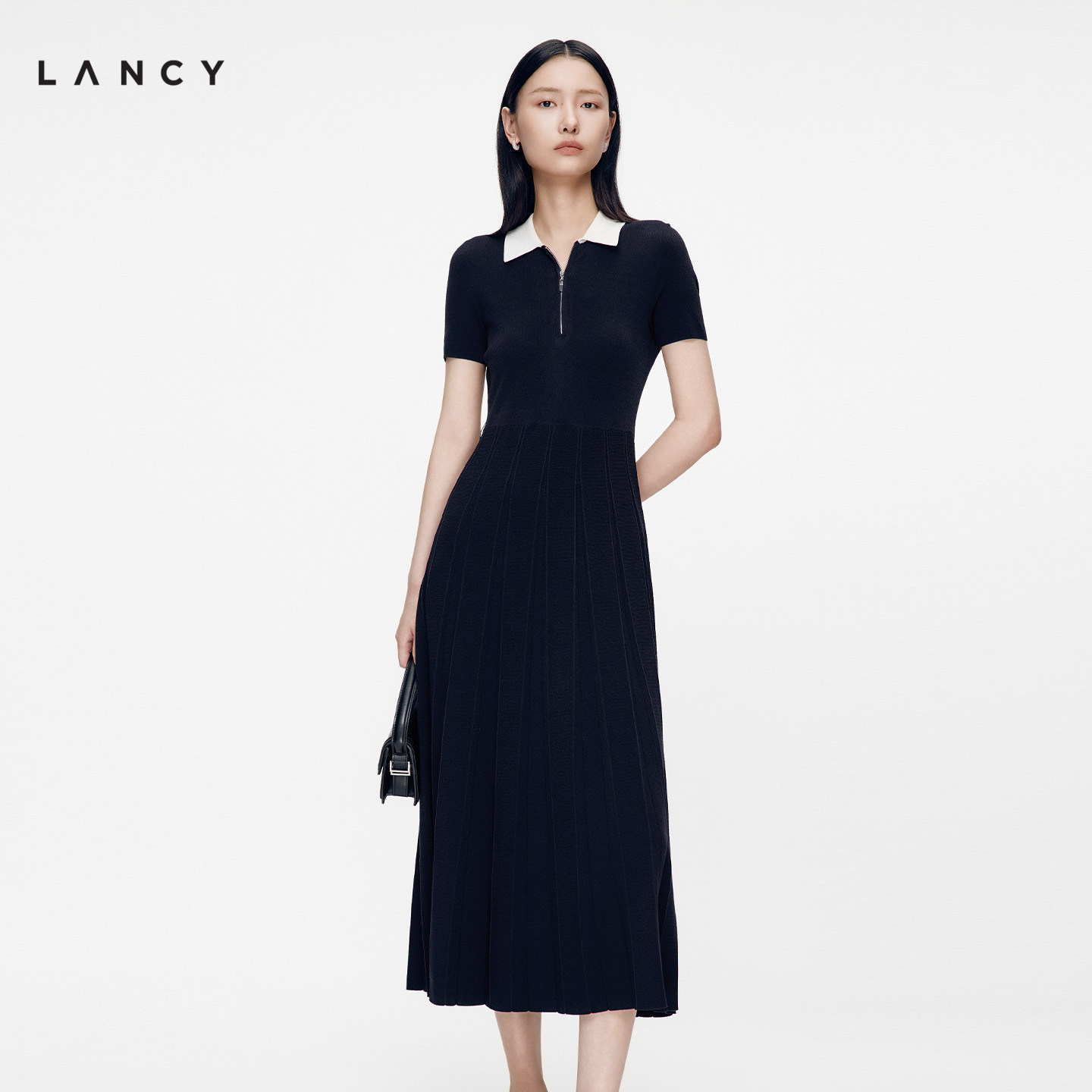 LANCY老钱风polo领针织连衣裙