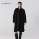 100%羊毛 LANCY 朗姿2025冬新款 双面呢长款 大衣黑色毛呢外套女