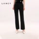 子 LANCY 裤 朗姿2025夏新款 女高端显瘦裤 气质简约高腰黑色微喇西装