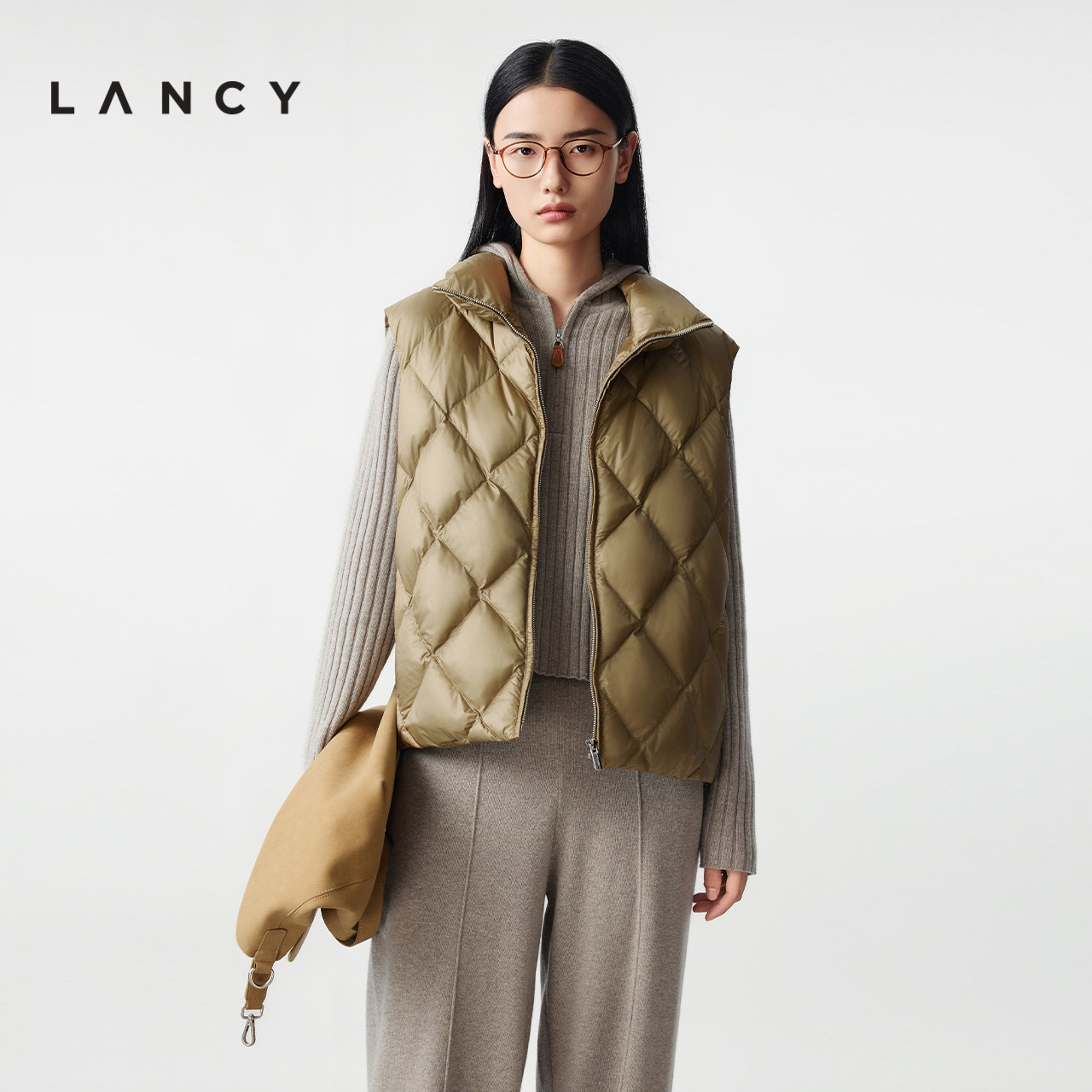 【匈牙利白鹅绒】LANCY/朗姿2025年冬季新款高级感休闲羽绒马甲女