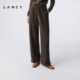 女 朗姿2025冬新款 羊毛 复古百搭直筒中高腰松紧休闲长裤 LANCY