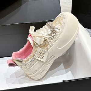 厚底小白鞋2025春季新款小香风女鞋百搭爆款增高帆布运动休闲板鞋