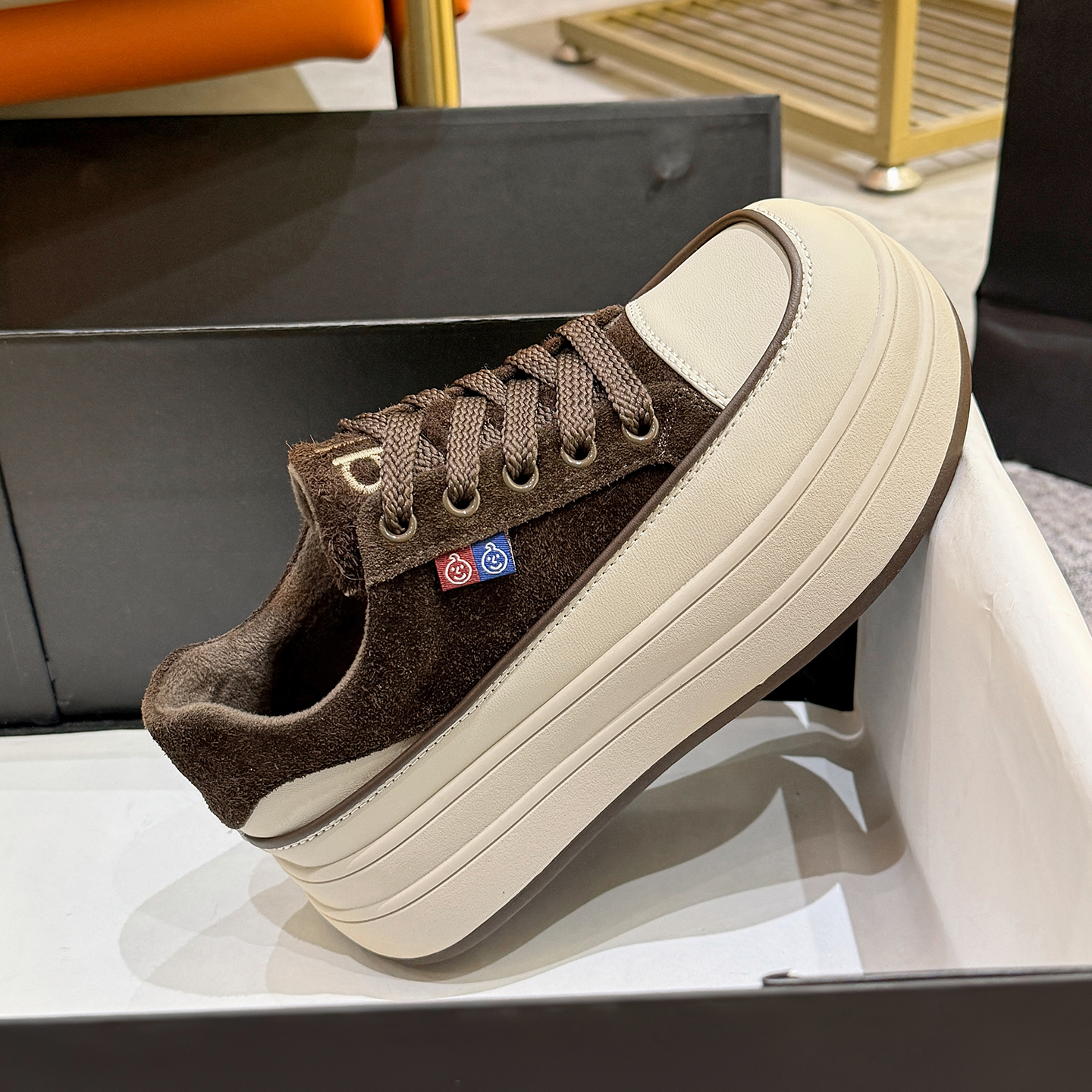 松糕厚底板鞋2025冬季女鞋加绒