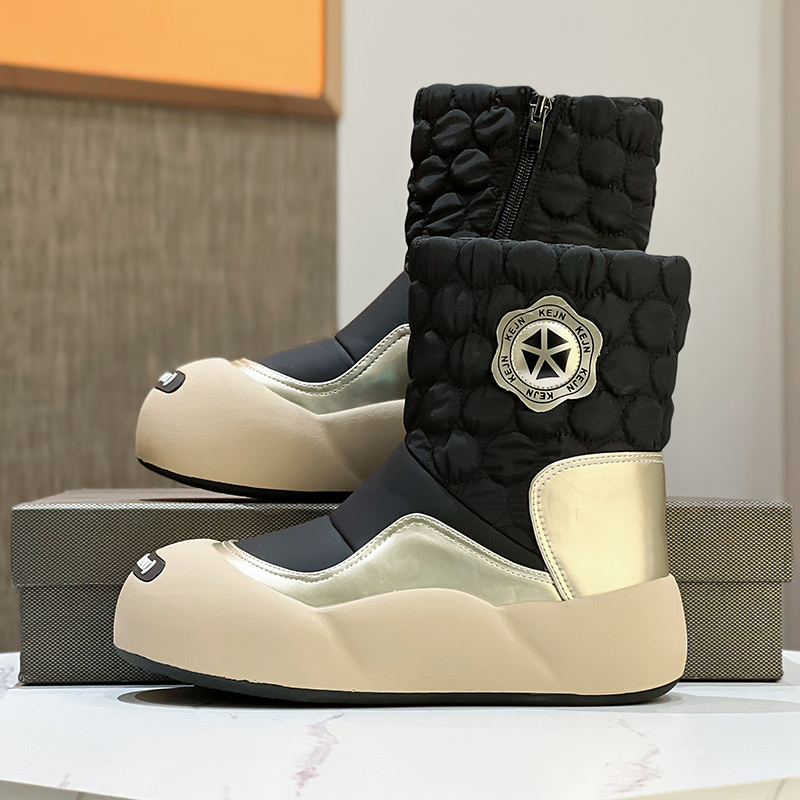 加绒雪地靴女白色短靴子保暖棉鞋