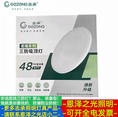 志承星辉照明防水防潮防虫吸顶灯