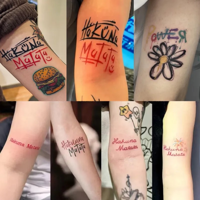 新款Hakuna Matata小雏菊纹身贴 GD权志龙高级持久不反光手臂贴纸